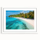 Framed wall art collection showcasing a scenic beach landscape with vibrant colors, featuring a white mat and sleek frame, perfect for home decor.