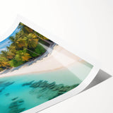 Stunning rolled canvas print showcasing a serene beach landscape with vibrant colors and detailed textures, perfect for home decor and artistic inspiration.