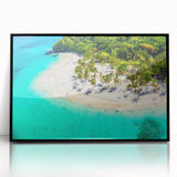 Framed acrylic wall art featuring a vibrant beach landscape design, showcasing rich colors and serene ocean views, ideal for home decor and relaxation.