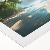 Vibrant rolled canvas wall art showcasing a stunning beach landscape design, featuring azure waters and golden sands, ideal for home decor and relaxation.