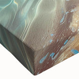 Close-up of a stretched canvas wall art piece showcasing a vibrant beach landscape design with vivid colors and intricate details, perfect for home decor.