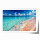 Vibrant rolled print of a serene beach landscape, showcasing soft pastel colors and gentle waves, perfect for home decor and relaxation themes.