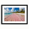 Framed wall art showcasing a stunning beach landscape design, featuring vibrant colors and a sleek black frame with a white mat, perfect for home decor.