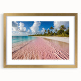 Framed wall art collection featuring a serene beach landscape design with gold matting, ideal for home decor, showcasing calming ocean hues and natural beauty.