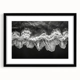 Framed wall art featuring a serene beach landscape, showcased in a sleek black frame with a white mat, ideal for coastal-themed home decor. Perfect for adding a calming aesthetic to living spaces.