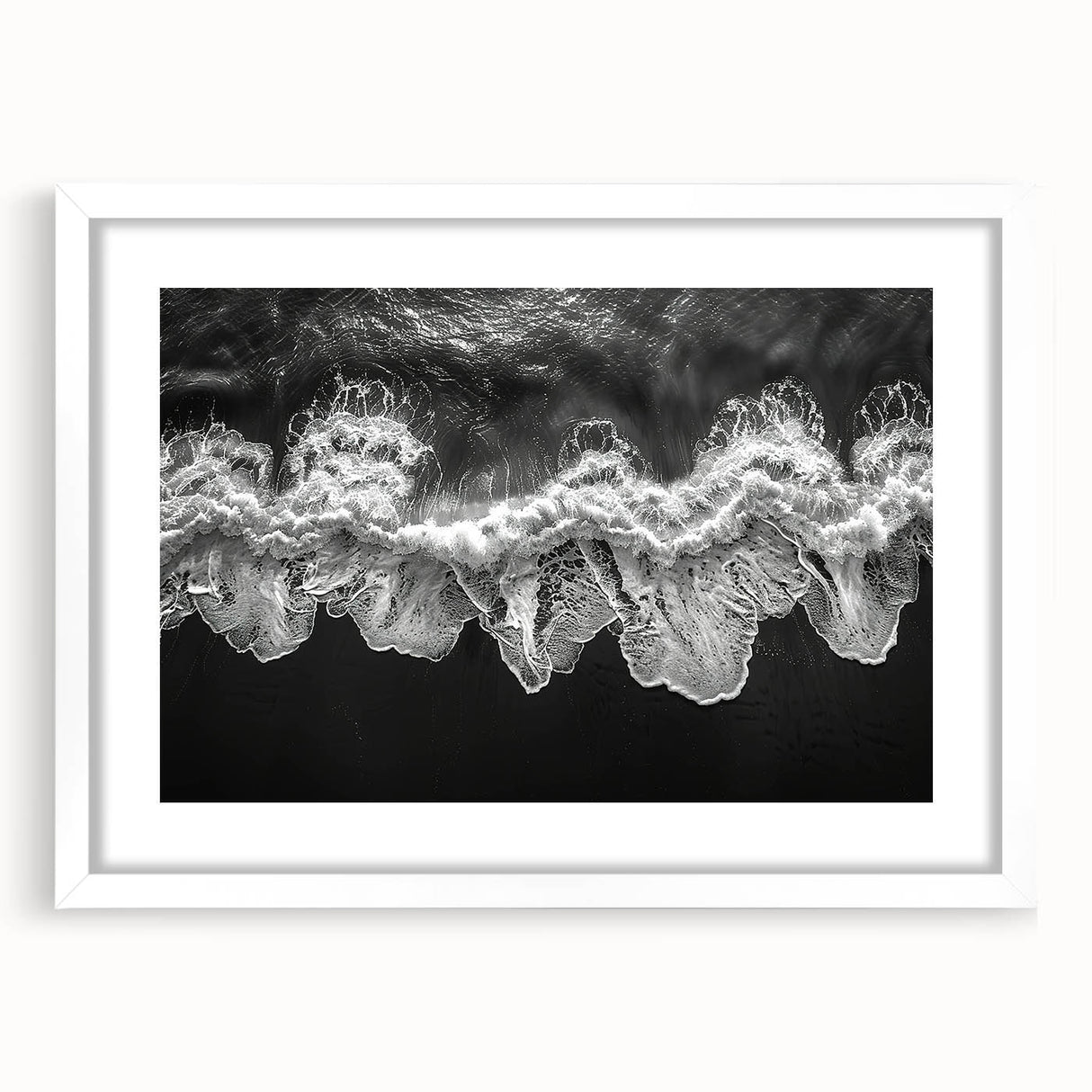 Framed wall art collection featuring a serene beach landscape design with a white mat, perfect for home decor. Ideal for coastal-themed interiors, showcasing tranquil ocean waves and sandy shores.