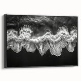 Framed canvas wall art showcasing a serene beach landscape with vibrant colors and intricate details, presented in a sleek black frame, perfect for home decoration.