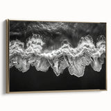 Framed canvas wall art showcasing a serene beach landscape with golden hues, perfect for modern decor. The artwork highlights tranquil ocean waves and soft sand, enhancing any living space's aesthetic appeal.