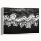 Framed canvas wall art showcasing a serene beach landscape, featuring soft pastel colors and gentle waves, perfect for coastal home decor.