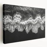 Stretched canvas wall art depicting a serene beach landscape at sunset, showcasing vibrant colors and calming waves, perfect for home decor.