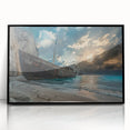 Framed acrylic wall art showcasing a stunning beach landscape design with vibrant colors and a sleek black frame, perfect for enhancing home decor aesthetics.