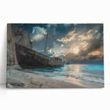 Stretched canvas wall art showcasing a serene beach landscape with vibrant colors, ideal for home decor. Perfect for creating a coastal ambiance in any room.