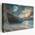 Stretched canvas wall art showcasing a vibrant beach landscape design, featuring vivid colors and intricate details, perfect for home decor and interior styling.