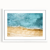 Framed wall art collection showcasing a serene beach landscape design, featuring a white mat and sleek frame, ideal for enhancing home decor with a coastal vibe.