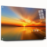 Acrylic wall art showcasing a vibrant beach landscape design, displayed from a side view with decorative pins, perfect for adding a coastal touch to any interior decor.