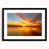 Framed wall art featuring a serene beach landscape design, with a black mat and frame, perfect for enhancing home decor aesthetics. The tranquil colors evoke a calming atmosphere, making it an ideal choice for living spaces or offices.
