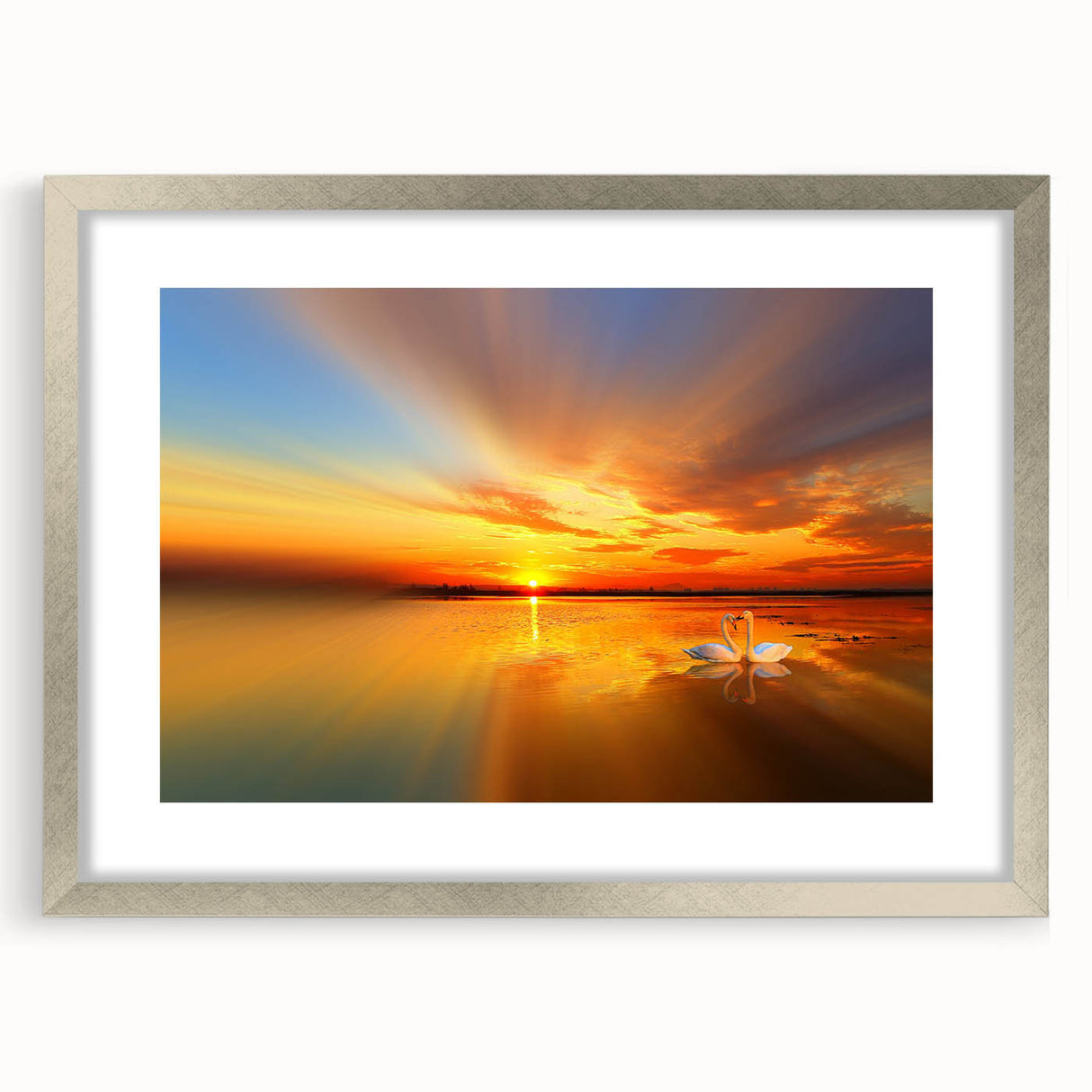 Framed wall art collection showcasing a serene beach landscape, featuring silver accents and a decorative mat, perfect for enhancing home decor.