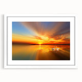 Framed wall art of a serene beach landscape, featuring soft pastel colors and a white mat, ideal for enhancing home decor in coastal or modern interiors.
