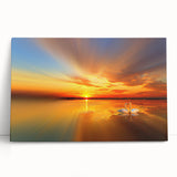 Stretched canvas artwork displaying a serene beach landscape, featuring vibrant colors and gentle waves, perfect for enhancing home decor with a coastal theme.