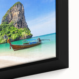 Framed canvas wall art showcasing a vibrant beach landscape with vivid colors and intricate details, perfect for adding a coastal aesthetic to home decor.