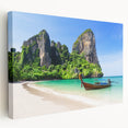 Stretched canvas wall art showcasing a serene beach landscape with soft blue skies and gentle waves, perfect for adding a tranquil touch to any room decor.