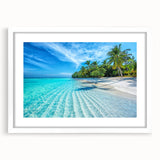 Framed wall art collection featuring a vibrant beach landscape design with a white mat, perfect for enhancing home decor and creating a serene atmosphere.