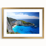 Elegant gold-framed wall art showcasing a beach landscape design, featuring vibrant colors and intricate details, perfect for enhancing home decor aesthetics.
