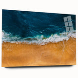 Acrylic wall art collection displaying a serene beach landscape design, showcasing vibrant colors and smooth glass finish, perfect for home décor enhancement.