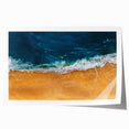 Vibrant rolled wall art print showcasing a serene beach landscape with vivid colors and intricate details, ideal for home decor and coastal-themed interiors.