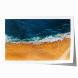 Vibrant rolled wall art print showcasing a serene beach landscape with vivid colors and intricate details, ideal for home decor and coastal-themed interiors.