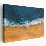 Stretched canvas artwork showcasing a vibrant beach landscape design, featuring vivid colors and fine details, perfect for home decor. Ideal for beach lovers.