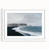 Framed wall art featuring a serene beach landscape design with vibrant colors, set in a sleek white frame with a mat, perfect for home decor.