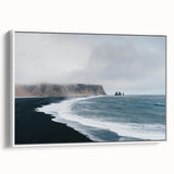 Framed canvas wall art showcasing a serene beach landscape design with vibrant colors and intricate details, ideal for modern home decor. The white frame accentuates the artwork, adding elegance and sophistication to any room setting.