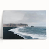 Stretched canvas wall art showcasing a serene beach landscape design, featuring soft pastel colors and gentle waves, perfect for coastal-themed decor.