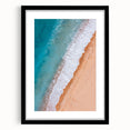Framed wall art collection showcasing a serene beach landscape design with a black mat and frame, perfect for enhancing home decor and creating a calming atmosphere.
