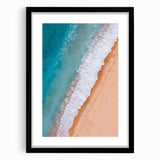 Framed wall art collection showcasing a serene beach landscape design with a black mat and frame, perfect for enhancing home decor and creating a calming atmosphere.