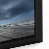 Framed canvas wall art showcasing a vibrant beach landscape design with rich colors and intricate details, perfect for coastal home decor.