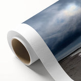 Vibrant rolled canvas artwork showcasing a serene beach landscape, featuring soft pastel colors and gentle waves, ideal for home or office decor.