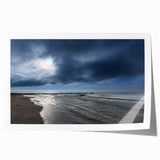 Vibrant beach landscape wall art print showcasing soft waves and golden sand, perfect for home decor, rolled for easy framing and display. Ideal for coastal-themed interiors.