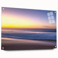 Acrylic glass wall art collection showcasing a vibrant beach landscape design. The piece features a side view with visible mounting pins, perfect for modern decor.