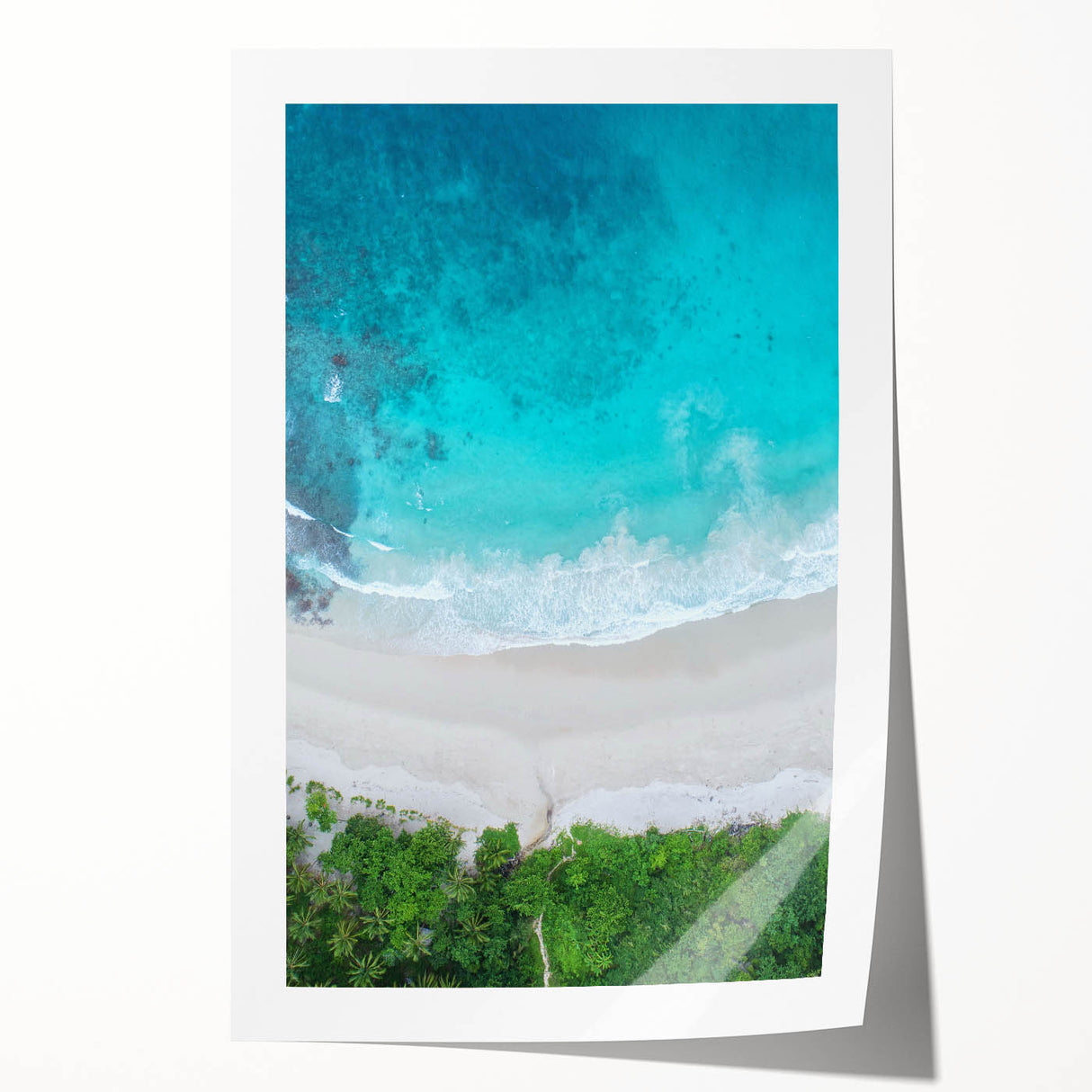 Vibrant rolled print of a serene beach landscape, showcasing soft pastel colors and gentle waves, perfect for enhancing home decor with a calming coastal vibe.