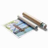 Beautiful rolled print showcasing a vibrant landscape featuring a serene bridge over a river, perfect for home decor. Ideal for nature lovers and art enthusiasts.