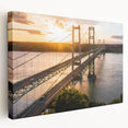 Stretched canvas wall art showcasing a serene landscape with a bridge, featuring vibrant colors and intricate details, perfect for home decor enhancement.