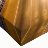 Close-up of a stretched canvas wall art piece showcasing a vibrant landscape bridge design, featuring a mix of blues and greens that evoke tranquility and nature. Ideal for home or office decor, this artwork enhances any space with its captivating visual appeal.