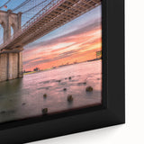 Framed canvas wall art featuring a vibrant landscape design with a bridge, showcasing rich colors and intricate details, perfect for enhancing modern decor.