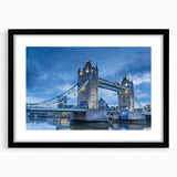 Framed wall art collection showcasing a stunning landscape bridge design, featuring a sleek black frame and mat, ideal for home decor enhancement.