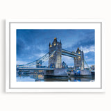 Framed wall art featuring a serene landscape with a bridge, presented in a white mat and frame, ideal for home décor and interior design inspiration.