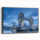 Framed canvas wall art showcasing a stunning landscape bridge design in vibrant colors, set against a sleek black frame, perfect for modern home decor.