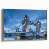 Framed canvas wall art showcasing a stunning landscape design with a bridge, accented in gold, ideal for enhancing modern home decor.