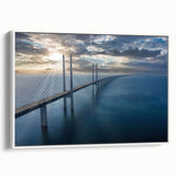 Framed wall art collection showcasing a serene landscape bridge design in soft colors, displayed on a white background, ideal for home decor enhancement.